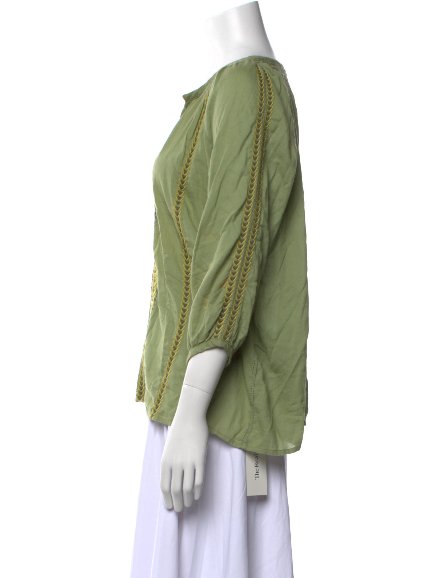 Pink Chicken V-Neck Three-Quarter Sleeve Blouse