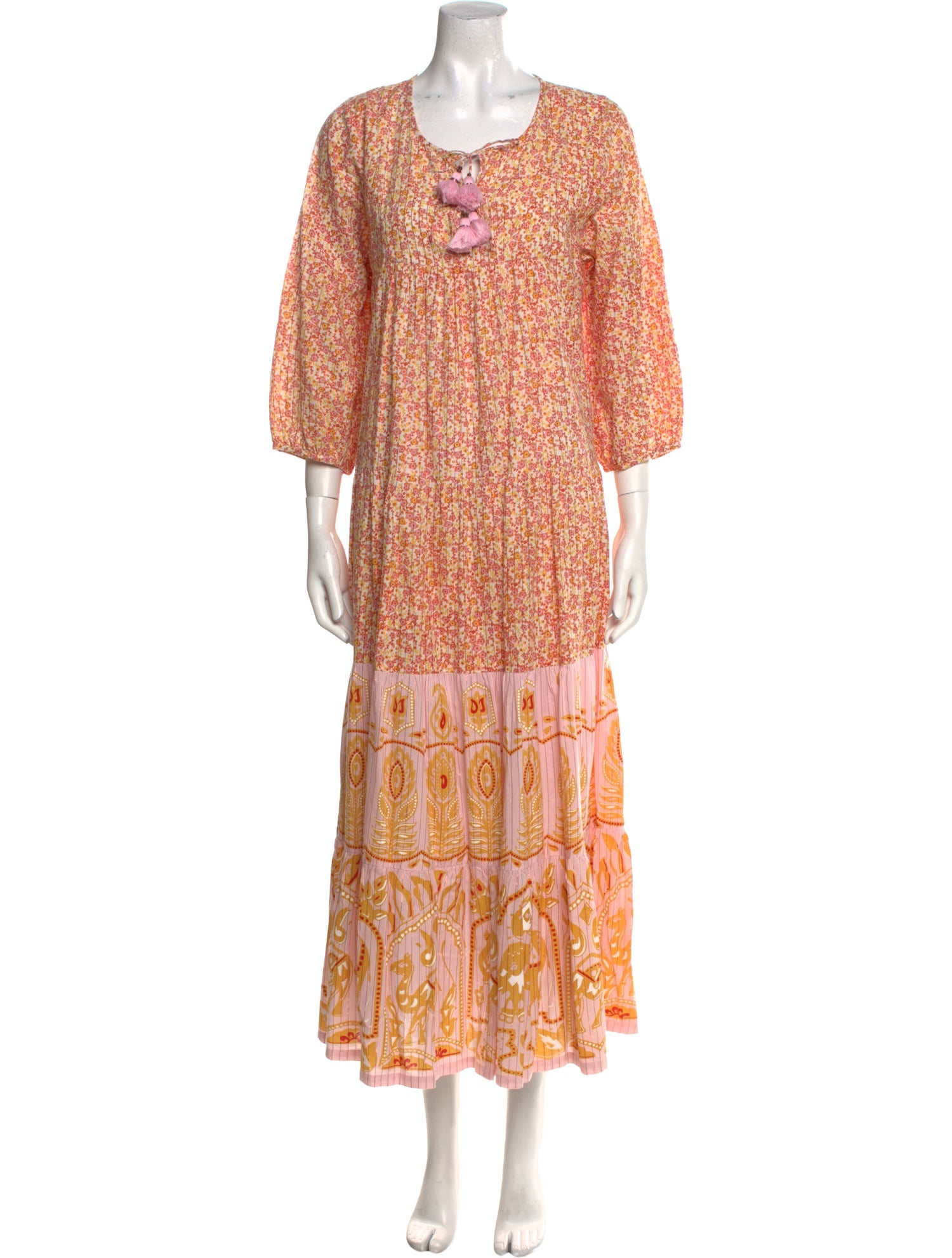 Pink Chicken Paisley Print Long Dress
