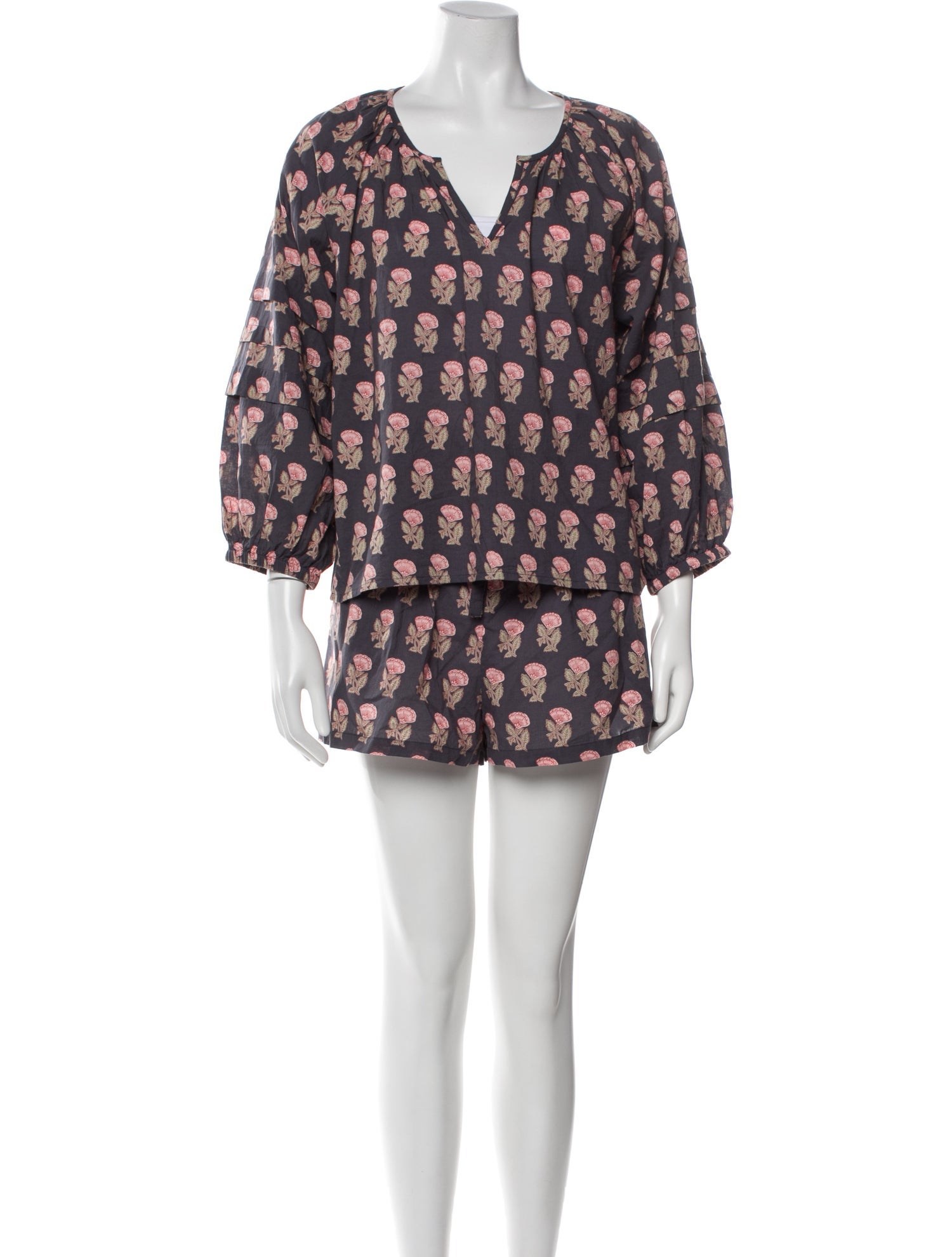 Pink Chicken Floral Print Short Set