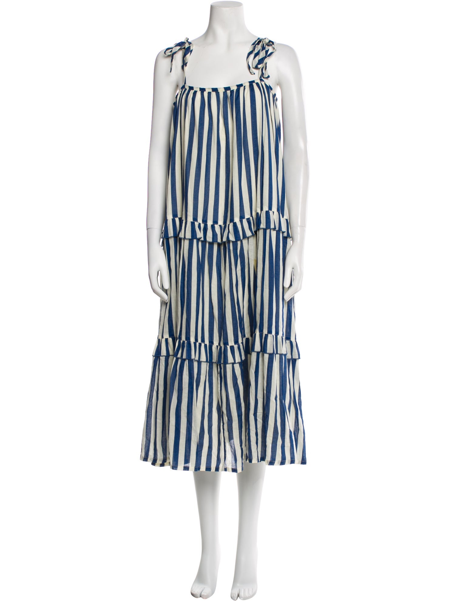 Pink Chicken Striped Midi Length Dress