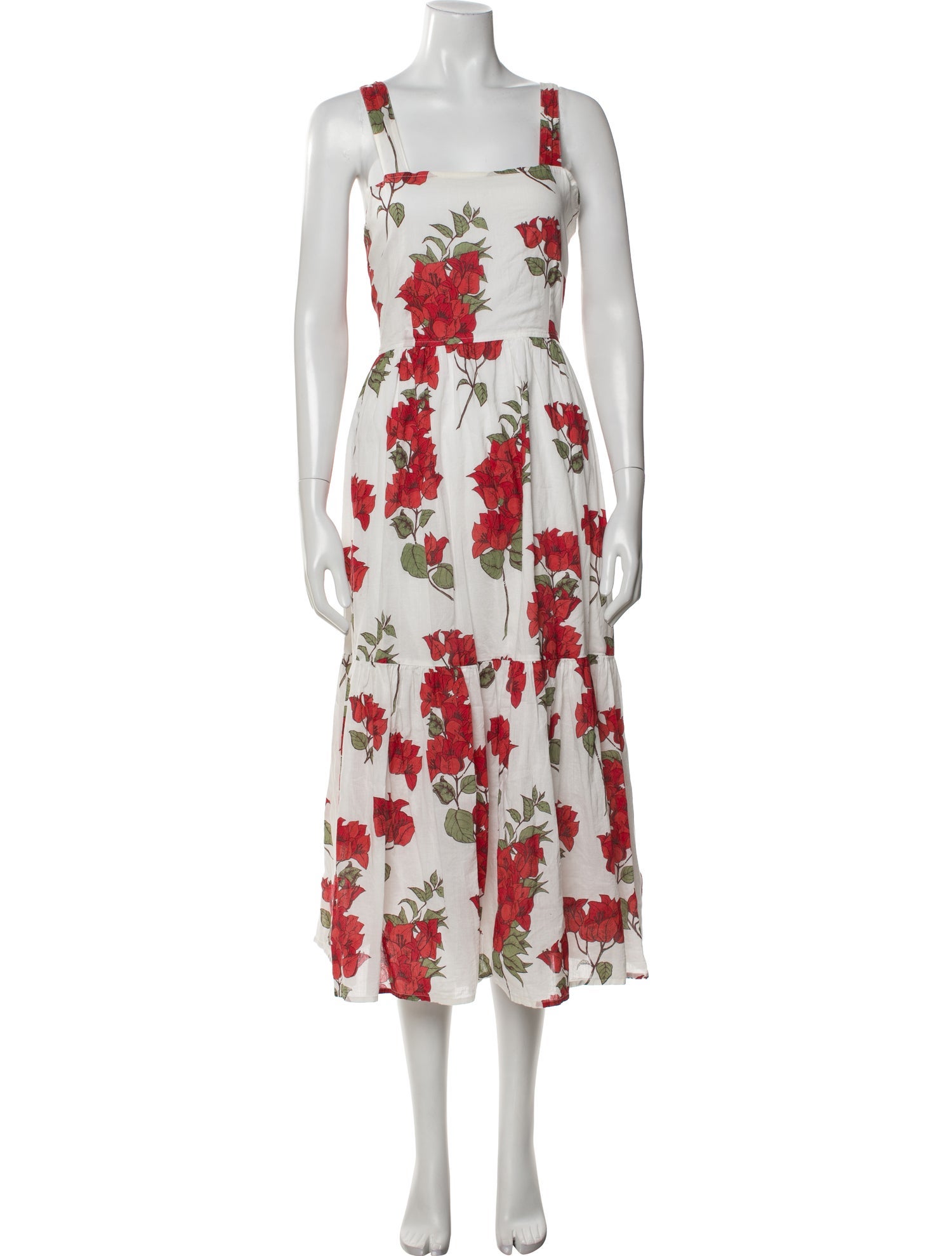 Pink Chicken Floral Print Midi Length Dress