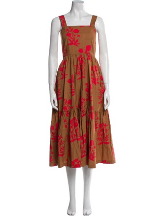 Pink Chicken Printed Midi Length Dress