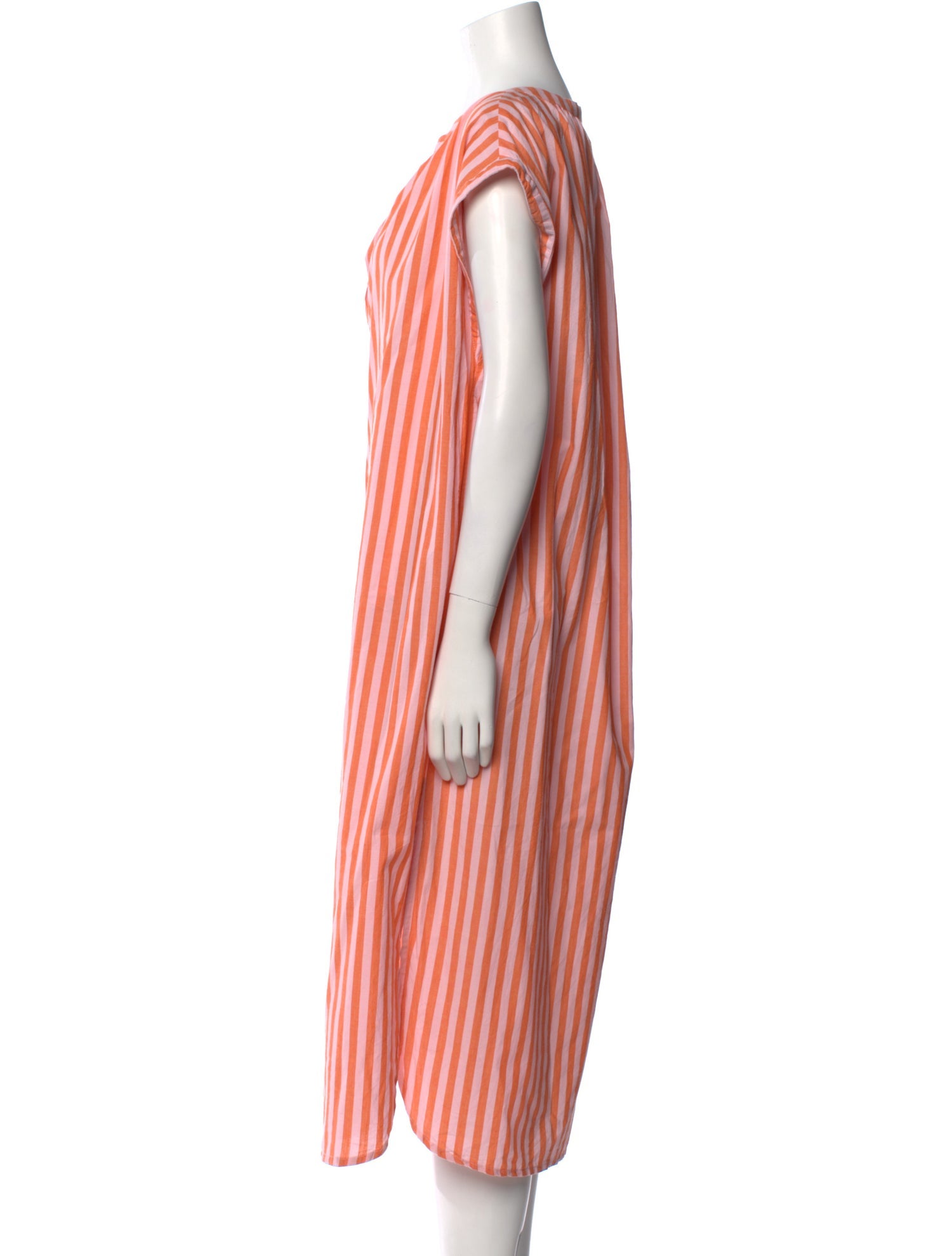 Pink Chicken Striped Midi Length Dress