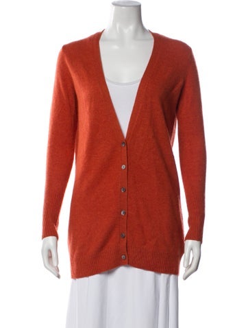 Pre-owned Pure Collection Cashmere V-neck Sweater In Blue/orange