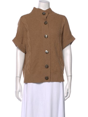 Pre-owned Pure Collection Cashmere Mock Neck Sweater In Brown
