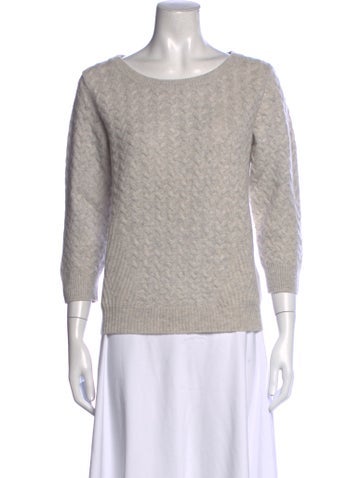 Pre-owned Pure Collection Cashmere Patterned Sweater In Grey