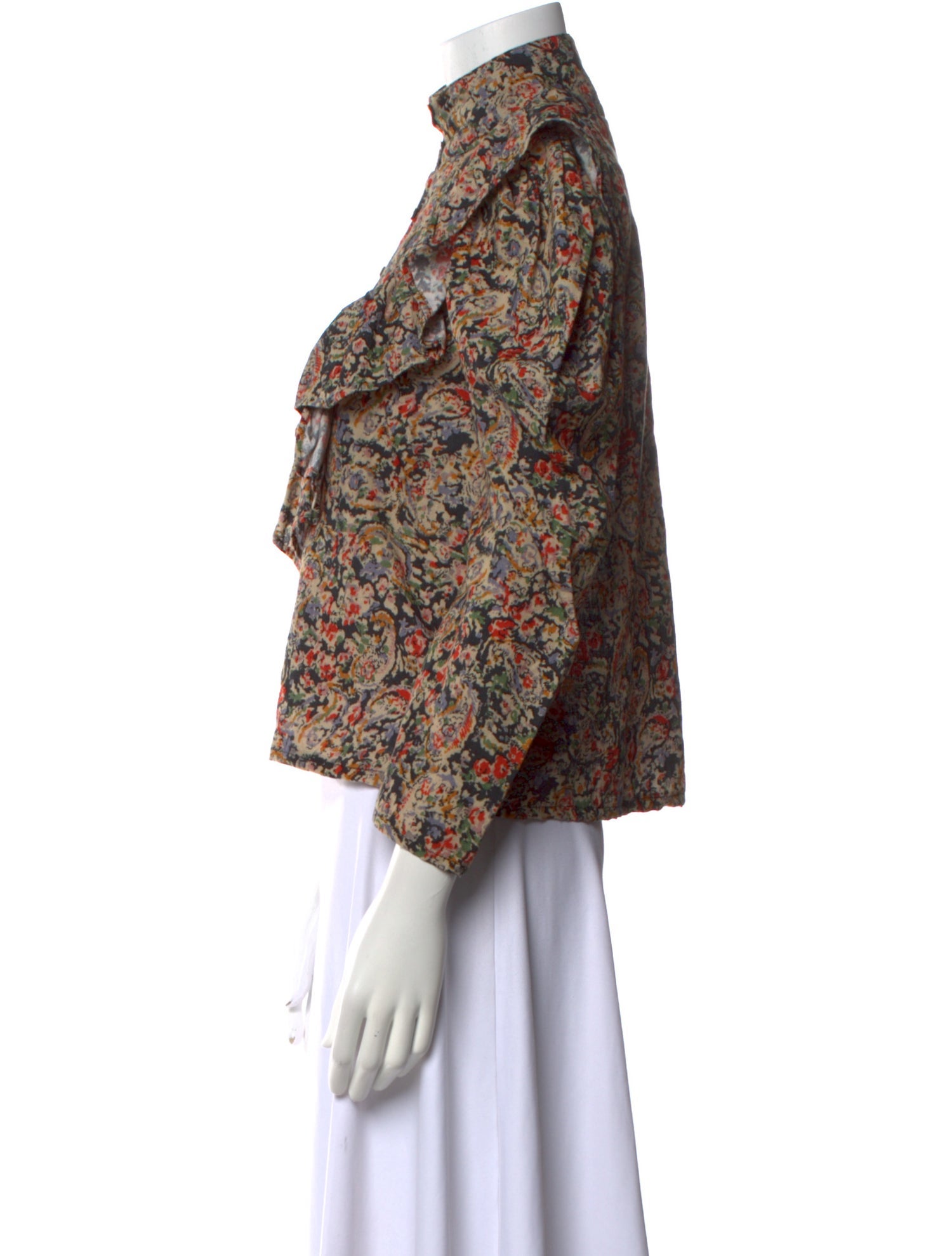 Place Nationale Floral Print Mock Neck Blouse