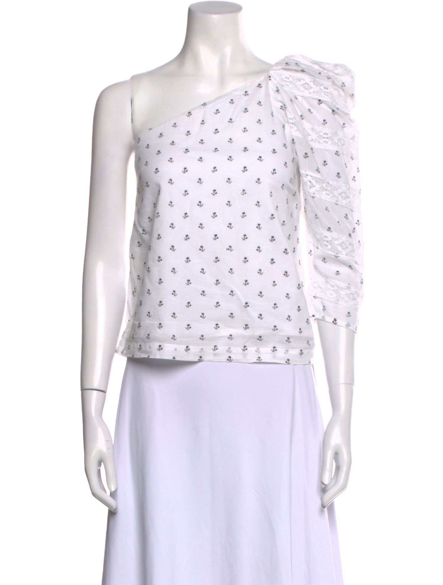 Place Nationale Printed One-Shoulder Crop Top