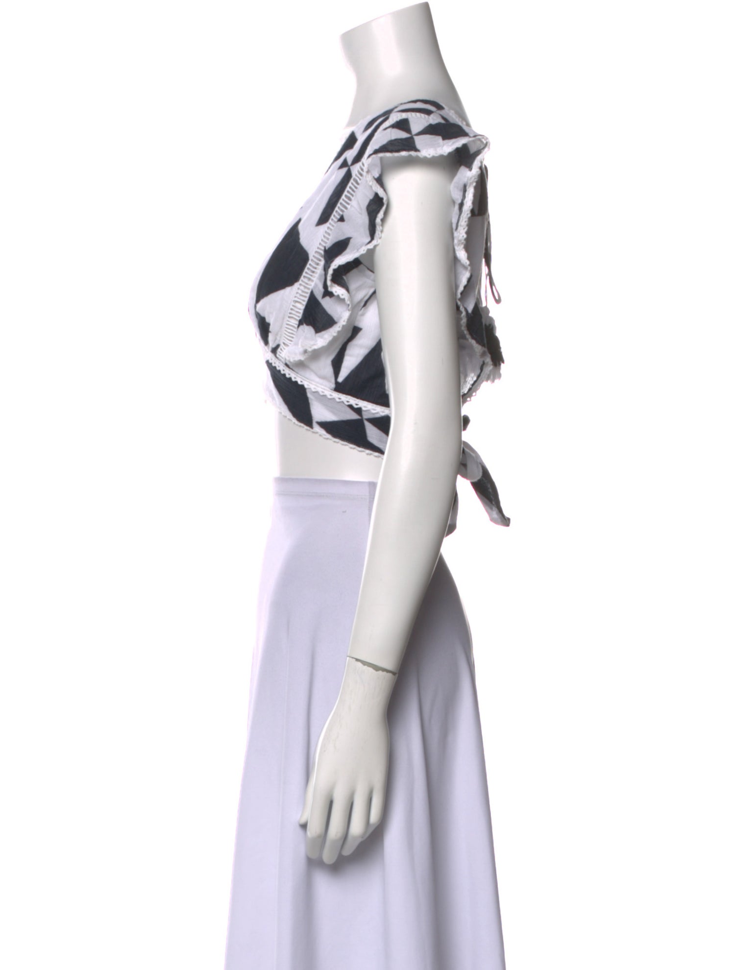 Place Nationale Printed V-Neck Crop Top