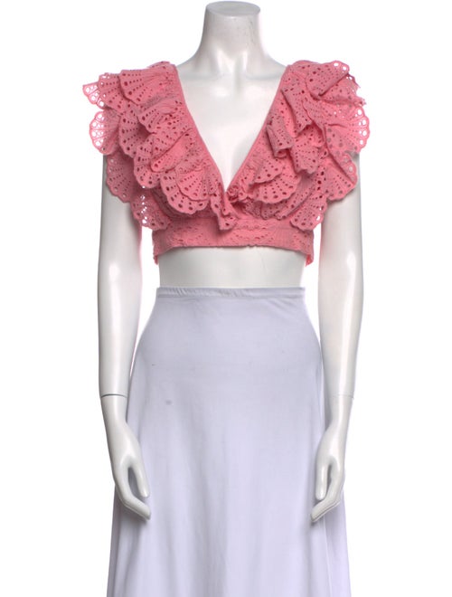 Place Nationale V-Neck Short Sleeve Crop Top