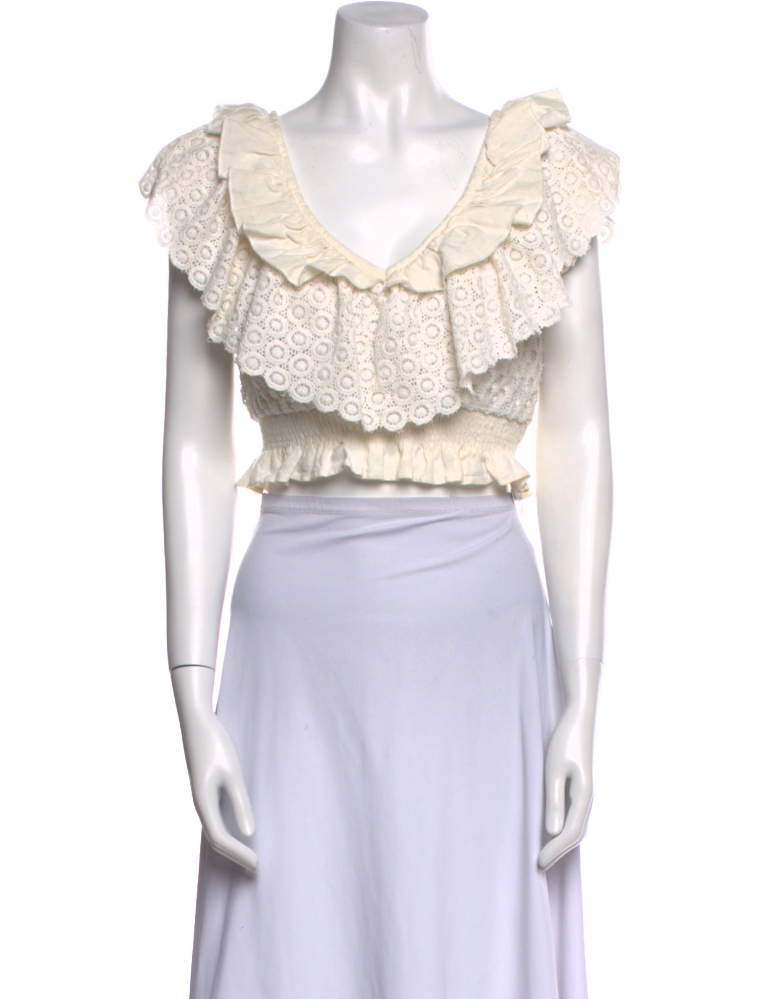 Place Nationale Scoop Neck Short Sleeve Crop Top