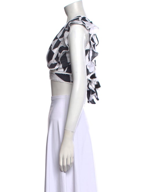 Place Nationale Printed V-Neck Crop Top