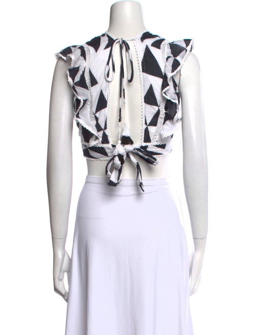 Place Nationale Printed V-Neck Crop Top