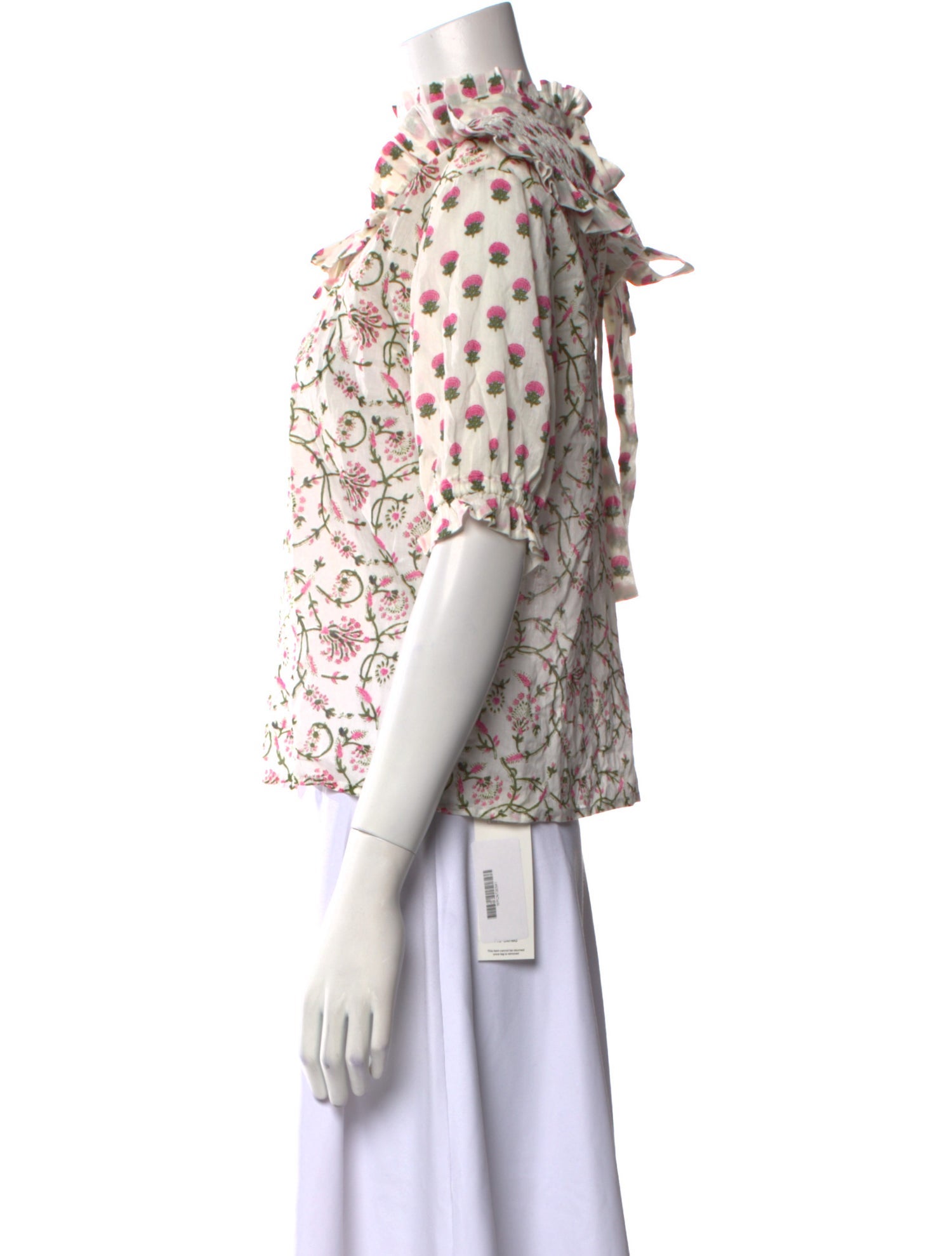 Place Nationale Floral Print Mock Neck Blouse