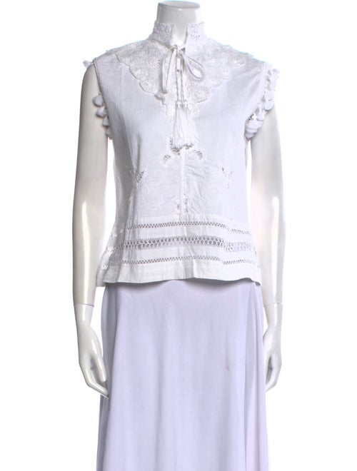 Place Nationale Tie Neck Sleeveless Crop Top