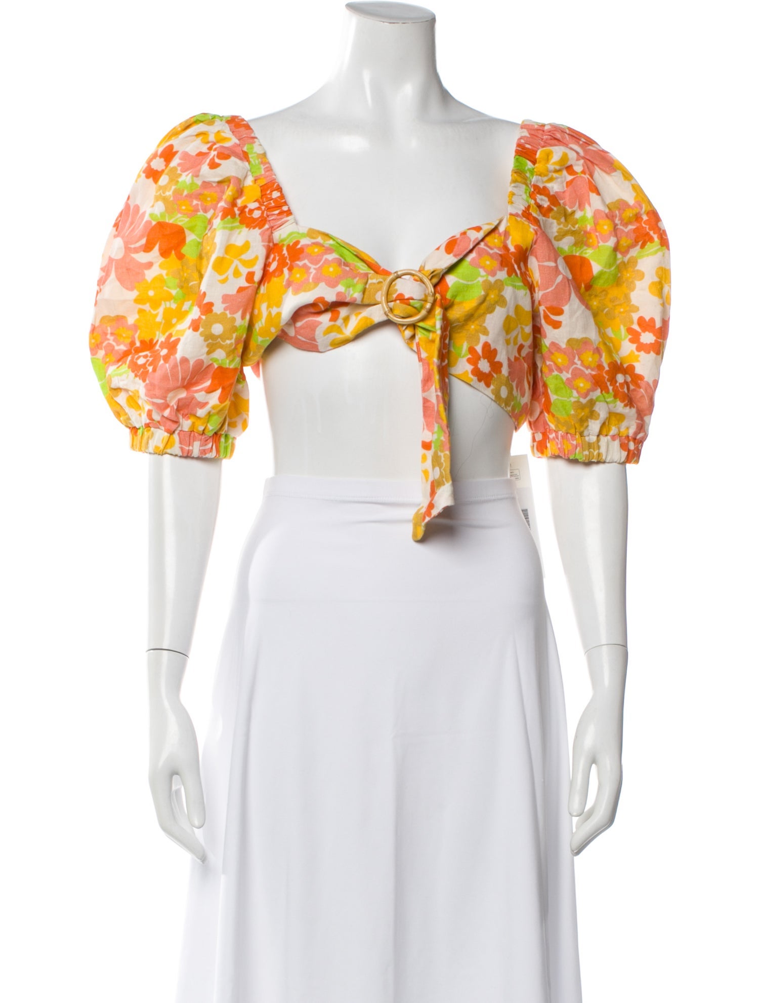 Place Nationale Linen Floral Print Crop Top w/ Tags