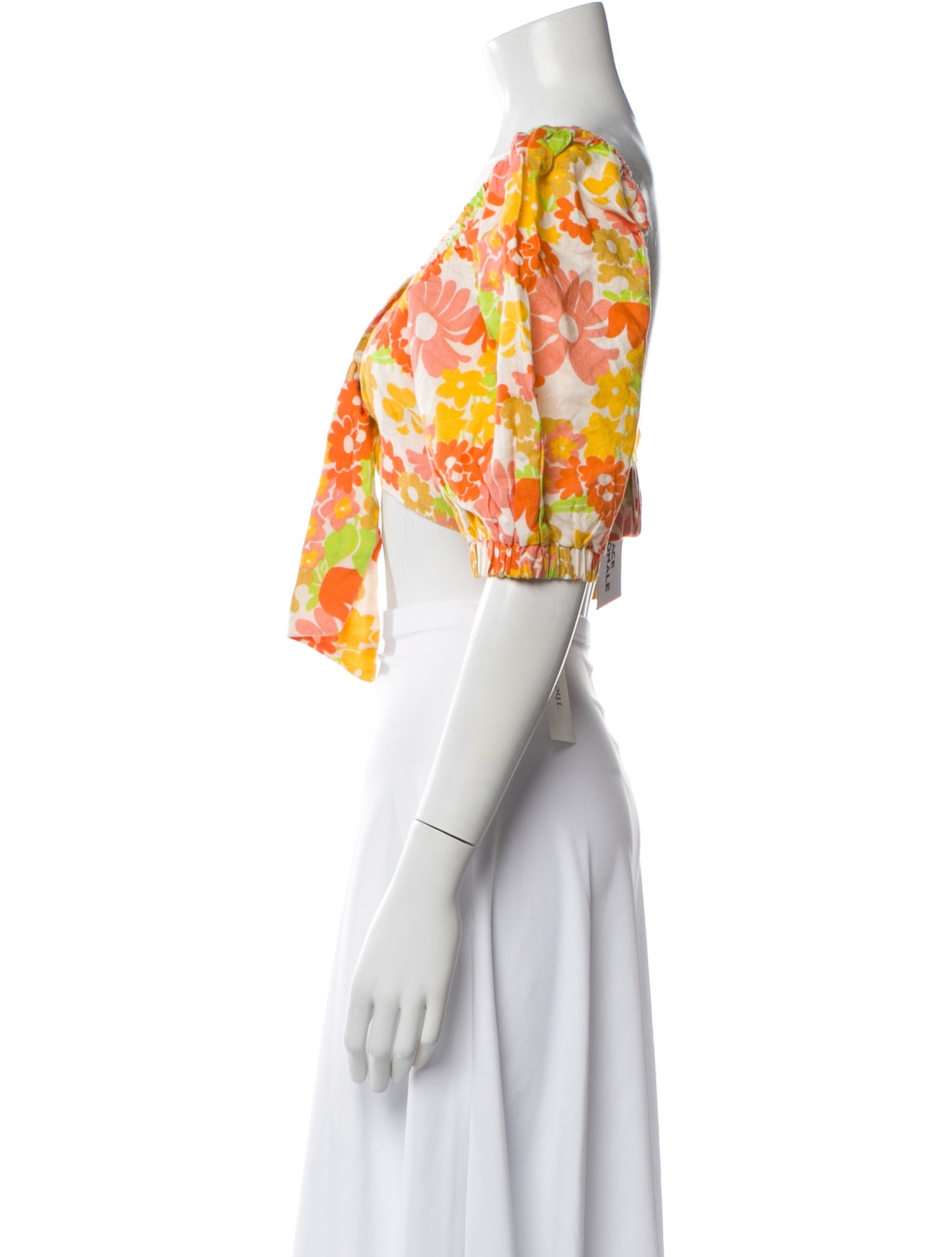 Place Nationale Linen Floral Print Crop Top w/ Tags