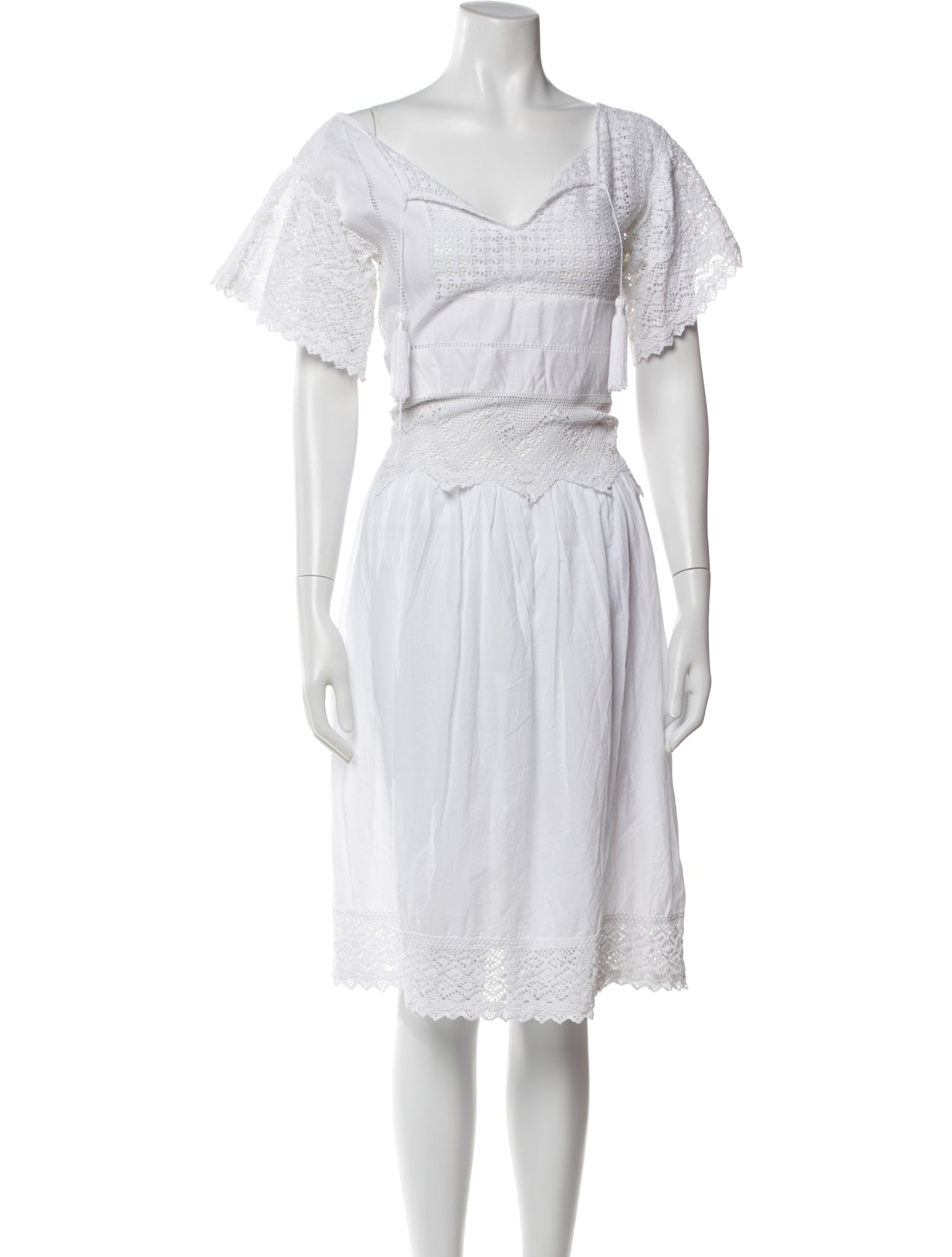 Place Nationale Square Neckline Knee-Length Dress