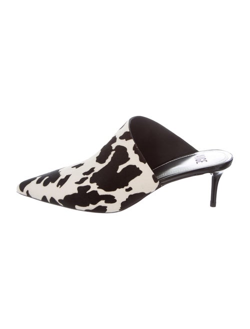 Paige Denim Epic Cow Print Ponyhair Mules w/ Tags