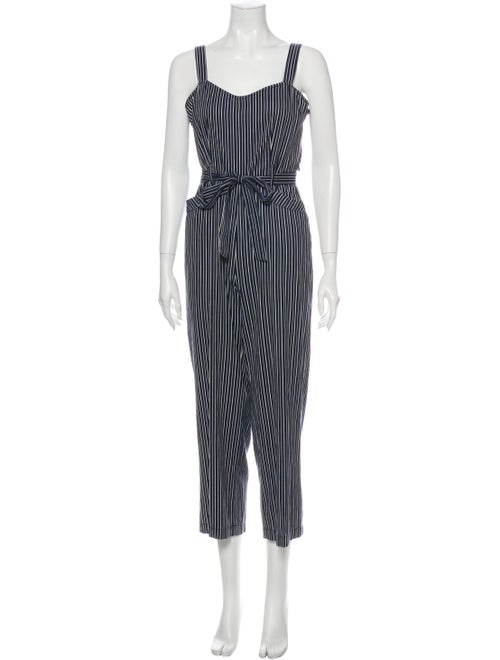 Paige Denim Striped Scoop Neck Jumpsuit Denim