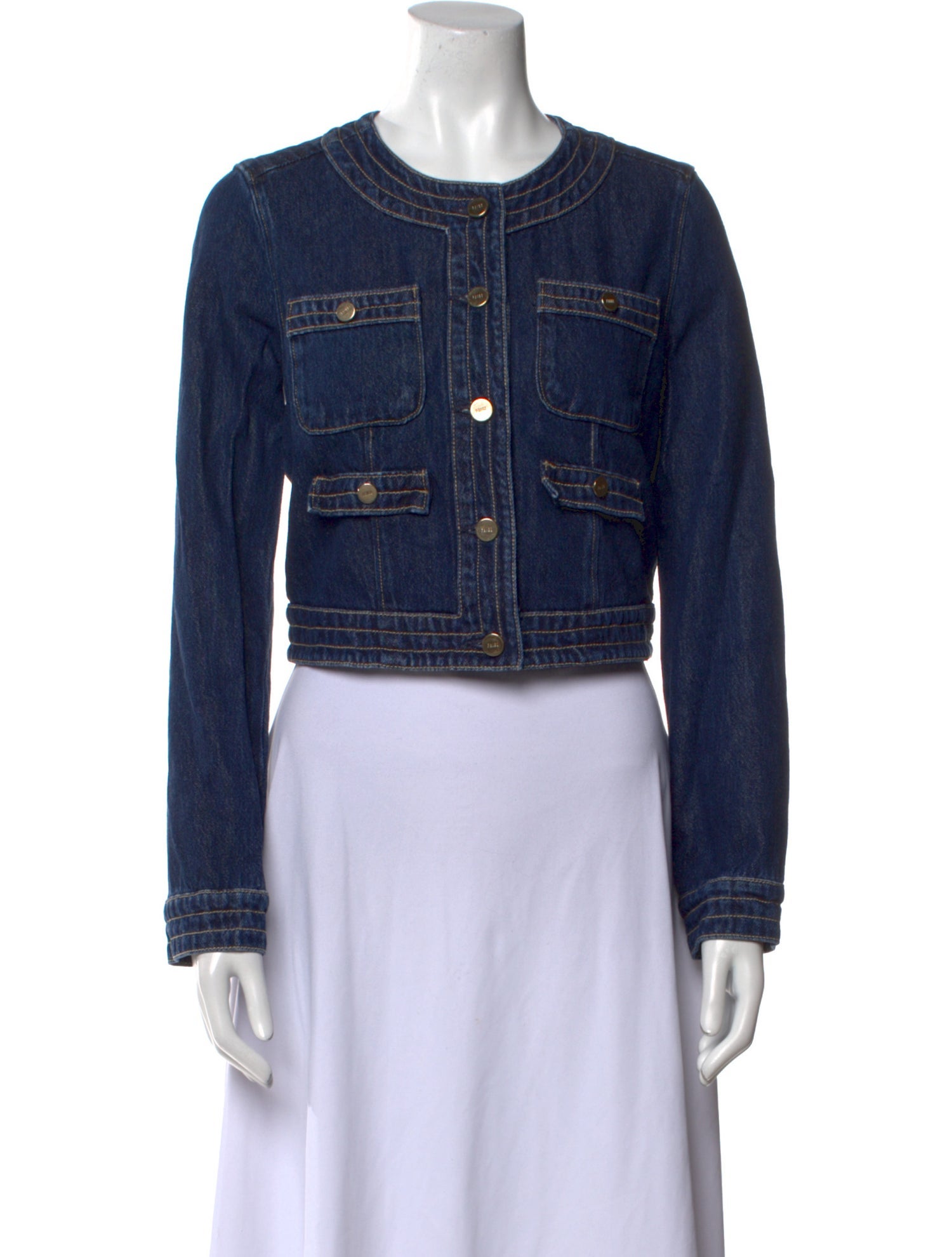 Paige Denim Crew Neck Long Sleeve Crop Top