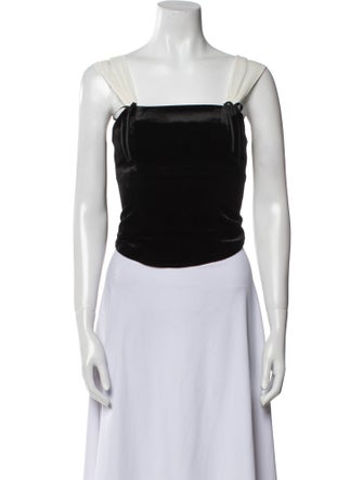 Paige Denim Square Neckline Sleeveless Crop Top