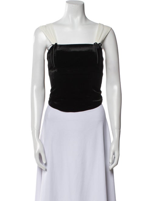 Paige Denim Square Neckline Sleeveless Crop Top