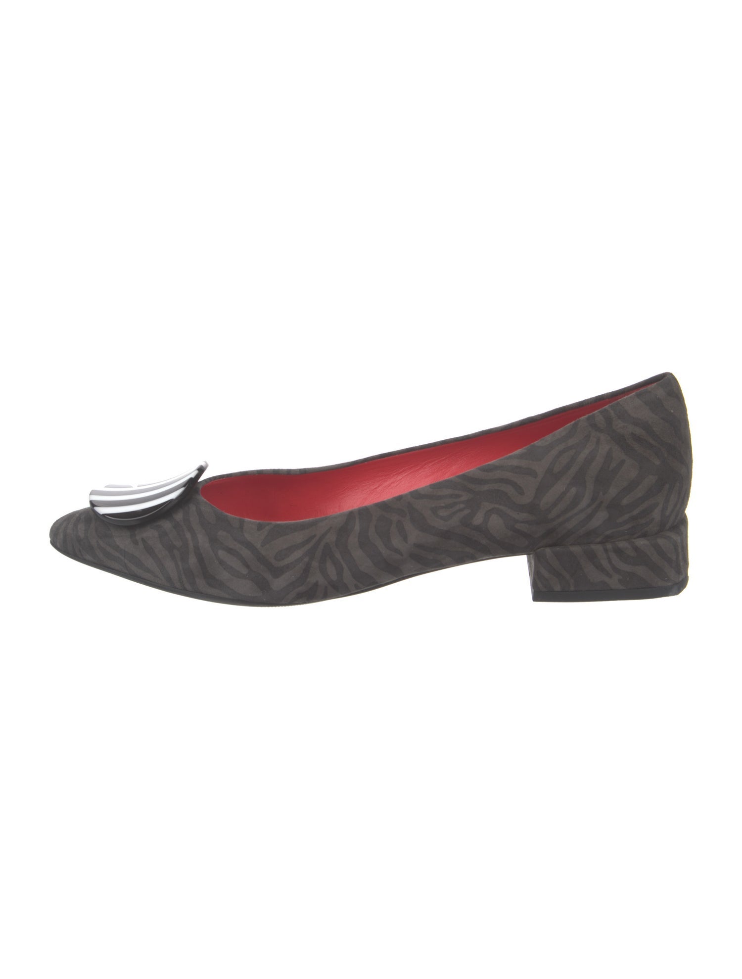Pas de Rouge Leather Animal Print Ballet Flats