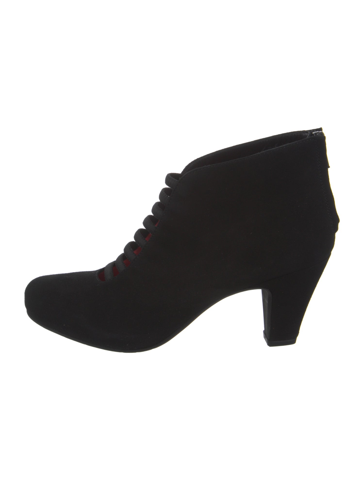 Pas de Rouge Suede Cutout Accent Lace-Up Boots