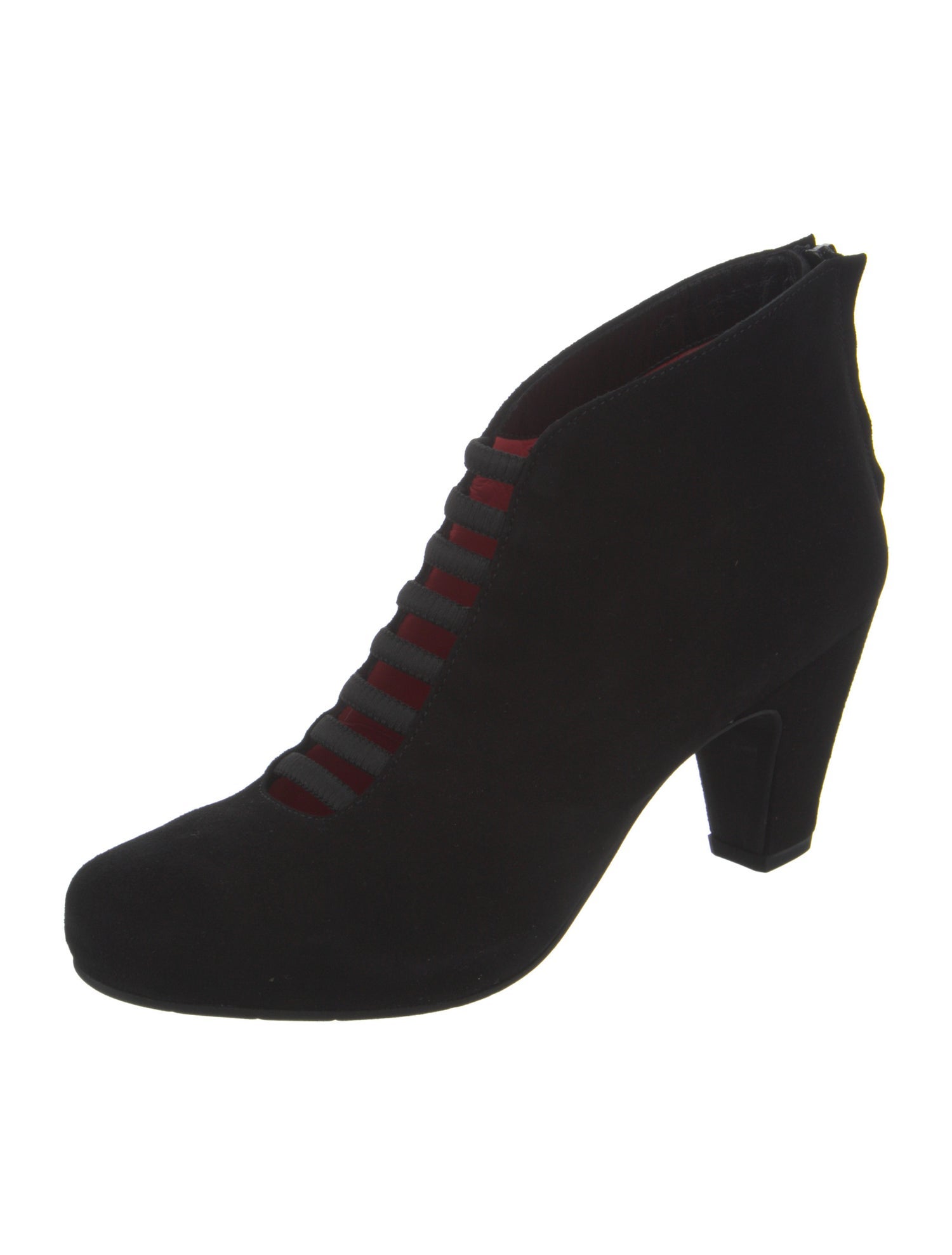 Pas de Rouge Suede Cutout Accent Lace-Up Boots