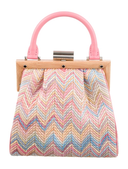 Perrin Raffia Chevron L'Attelage Bag Pink