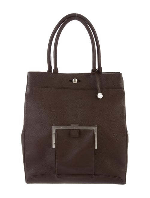 Perrin Grained Leather Tote Brown