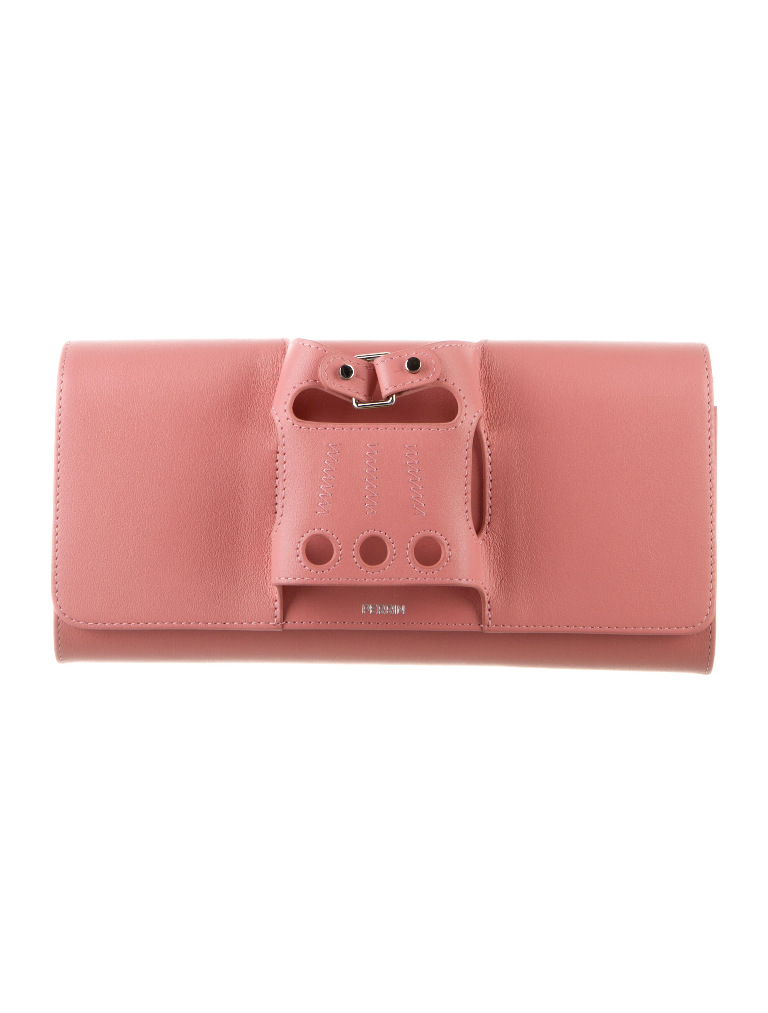 Perrin Leather Glove Clutch Pink Clutches, Handbags WPE22130 The RealReal