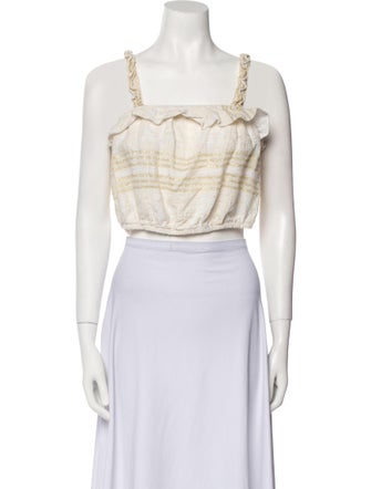 Pearl & Caviar Square Neckline Sleeveless Crop Top