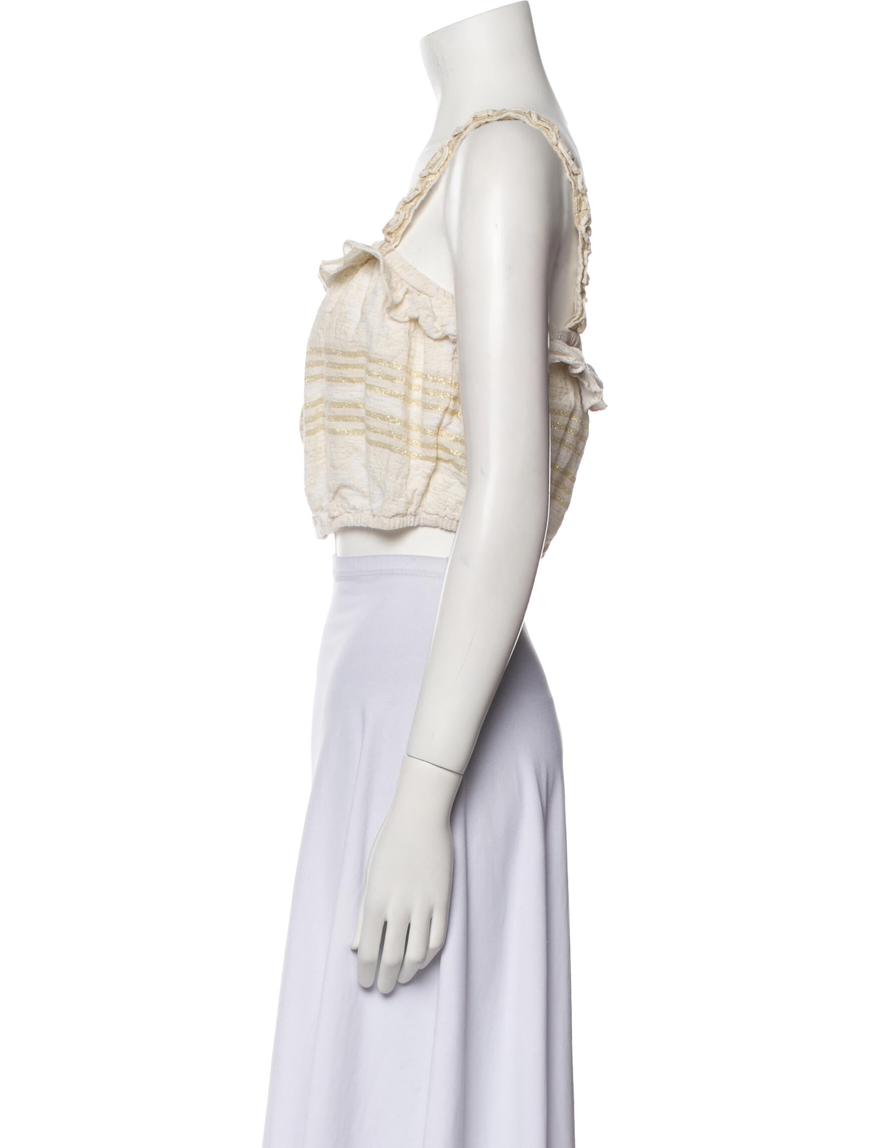 Pearl & Caviar Square Neckline Sleeveless Crop Top