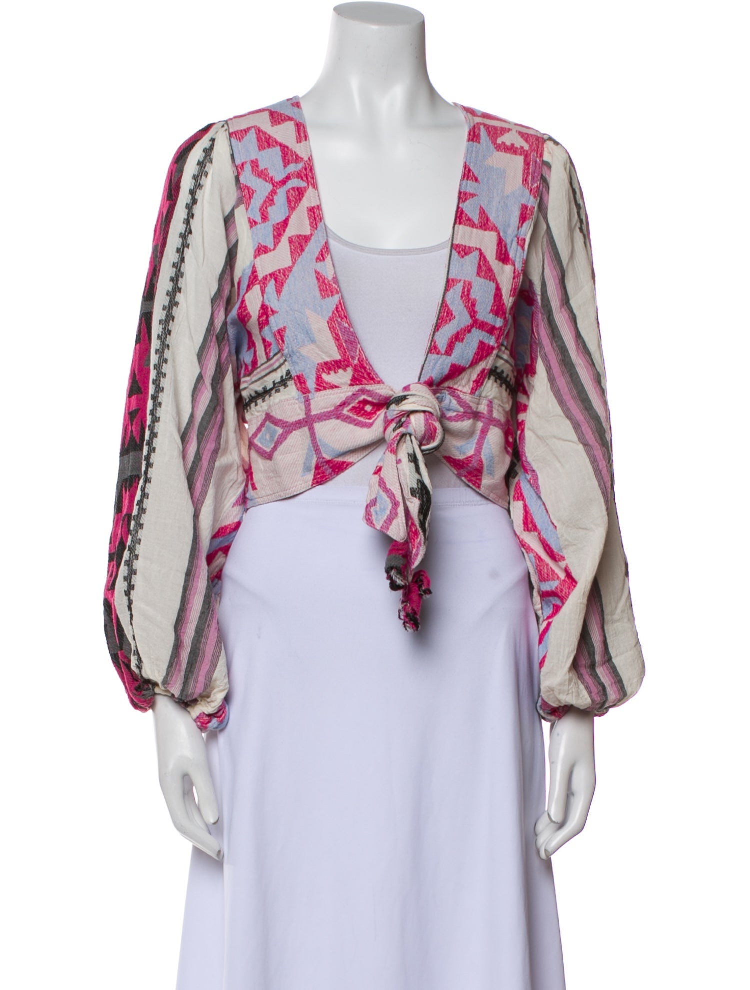 Pearl & Caviar Printed V-Neck Crop Top