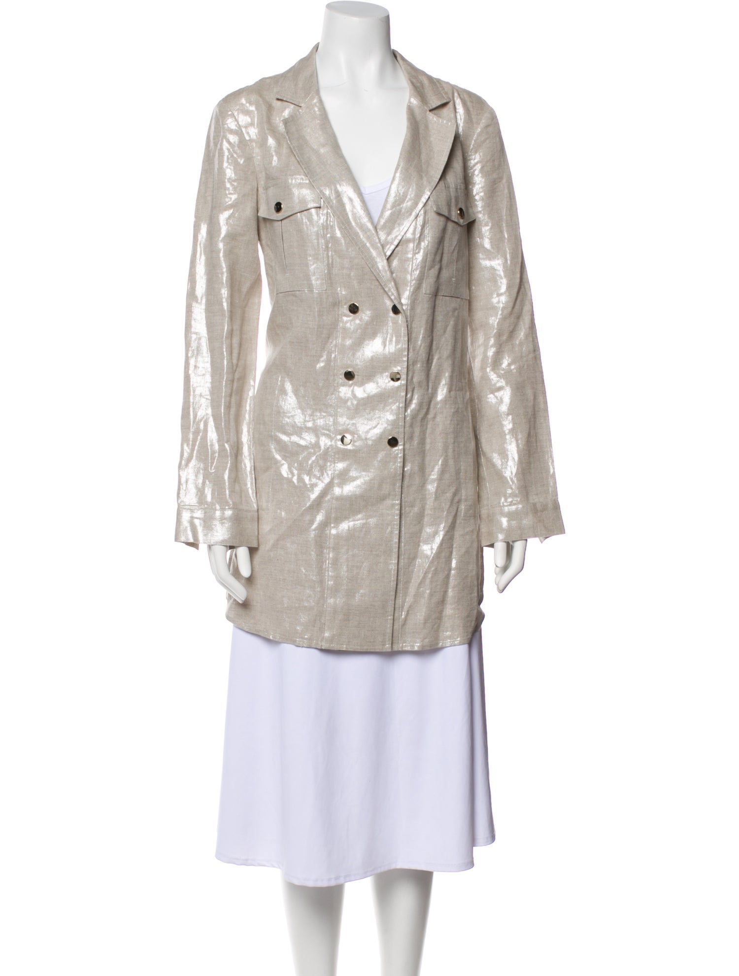 Per se Linen Printed Trench Coat