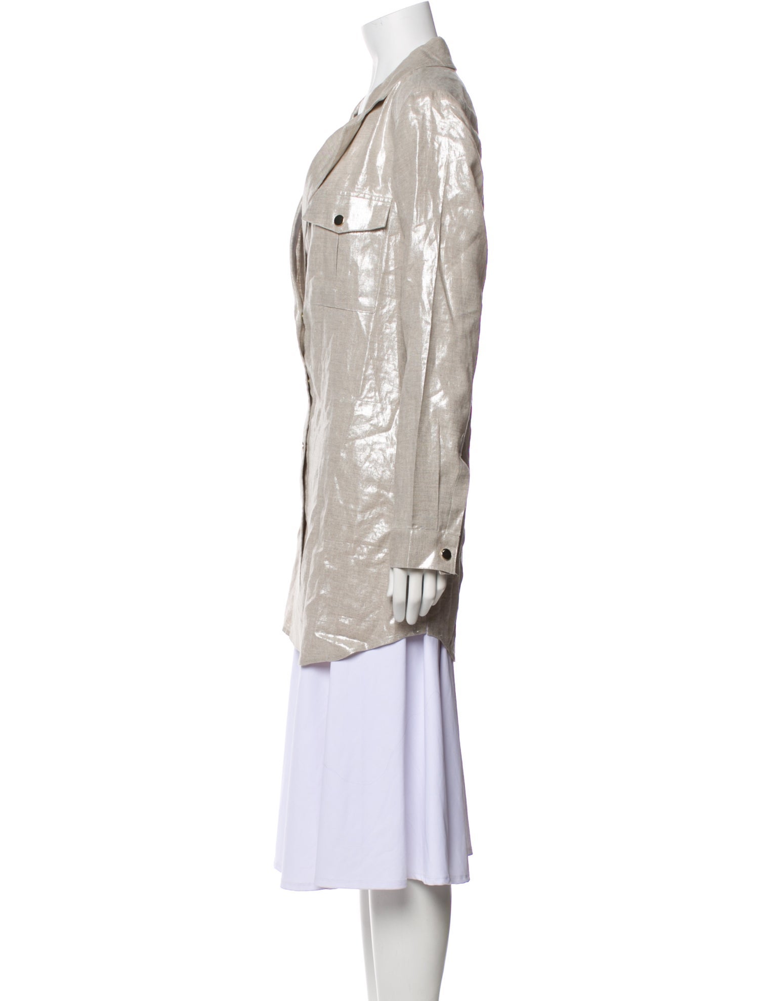 Per se Linen Printed Trench Coat