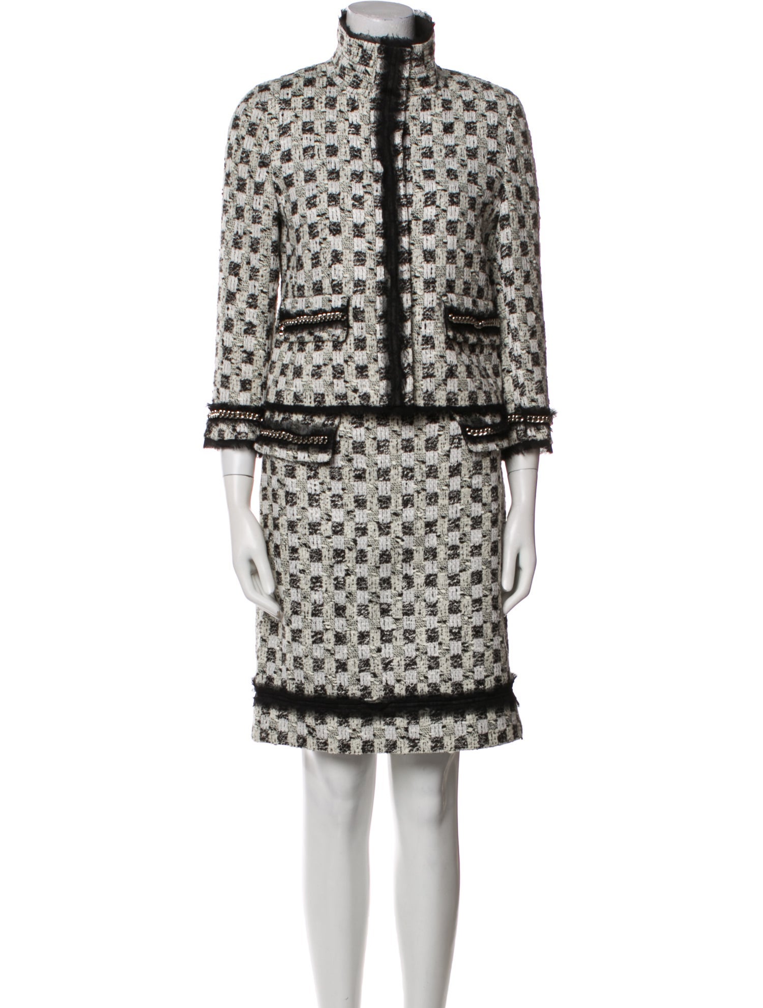 Per se Wool Tweed Pattern Skirt Suit