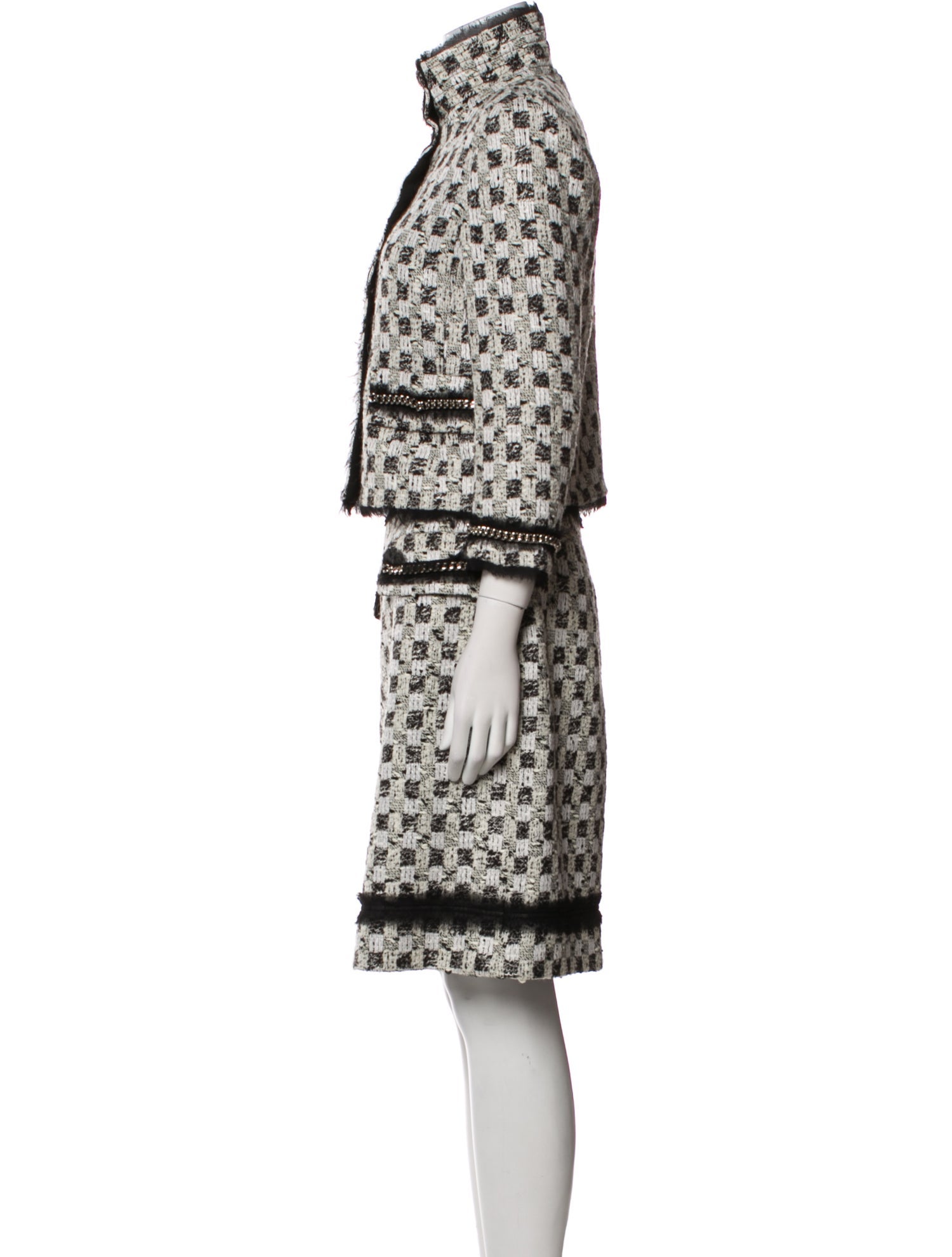 Per se Wool Tweed Pattern Skirt Suit