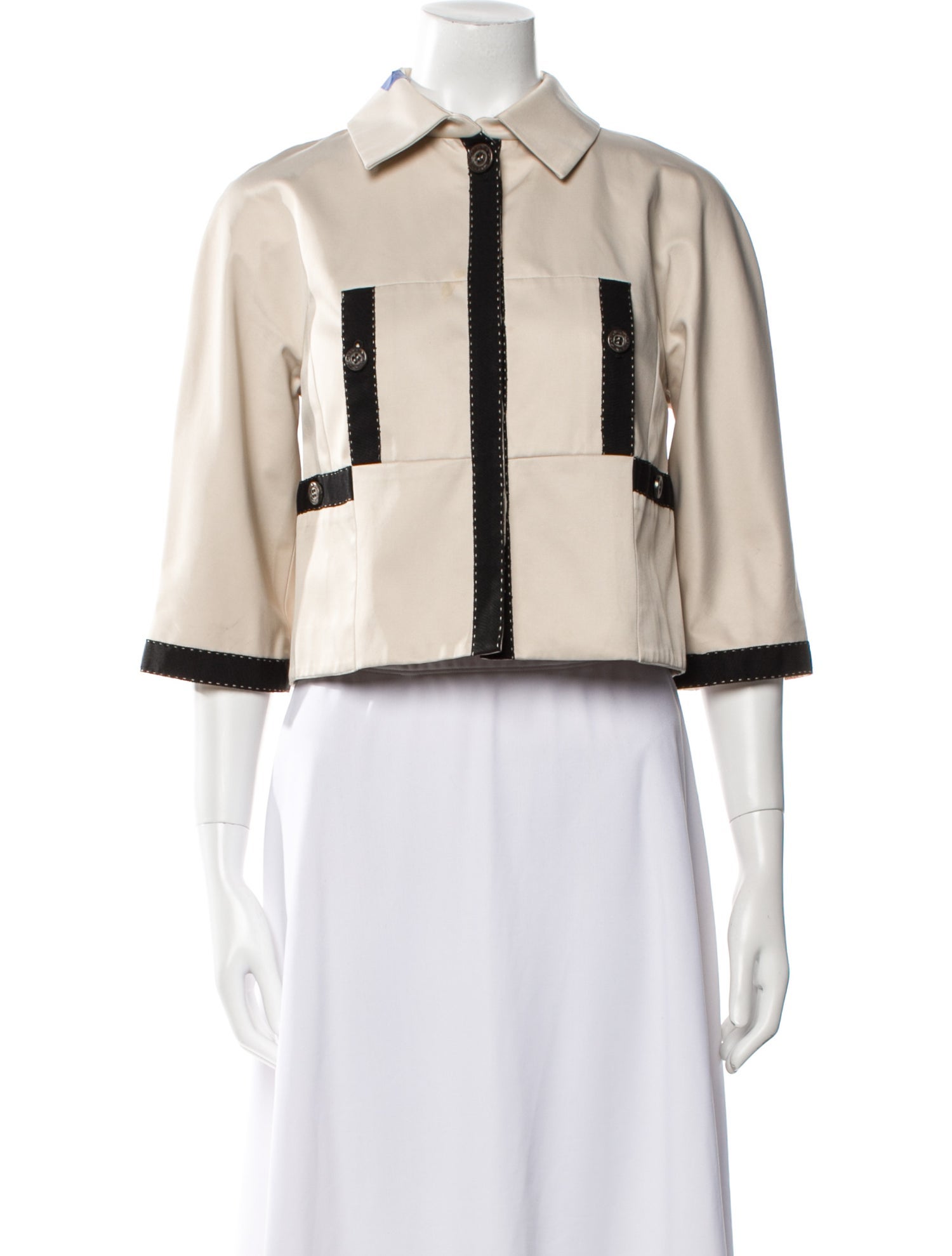 Per se Leather Striped Jacket