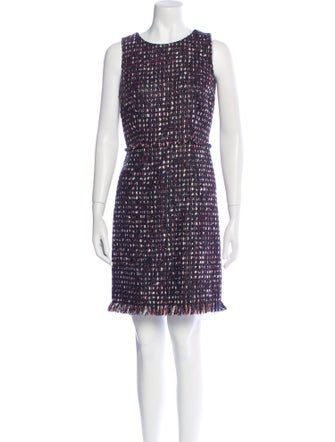 Per se Tweed Pattern Fringe Trim Accent Dress Set