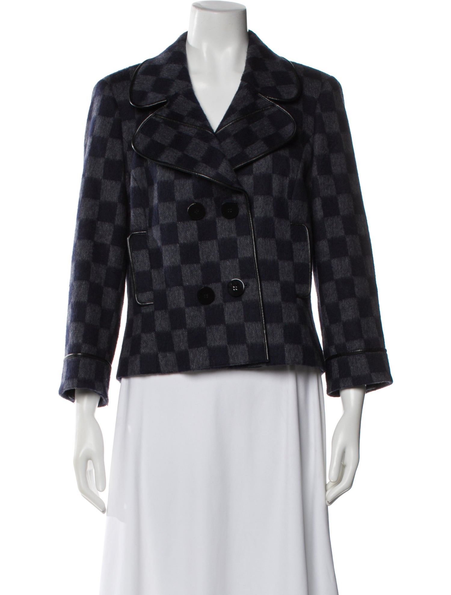 Per se Wool Plaid Print Blazer