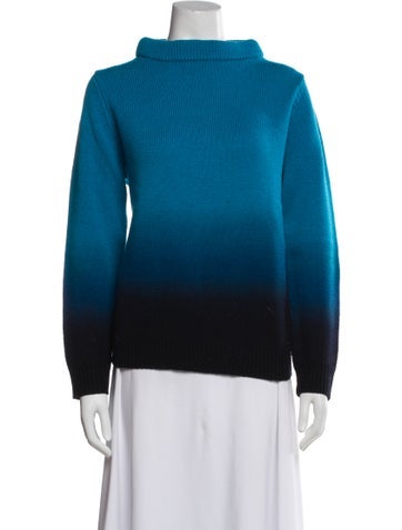 Pre-owned Per Se Wool Printed Sweater In Blue