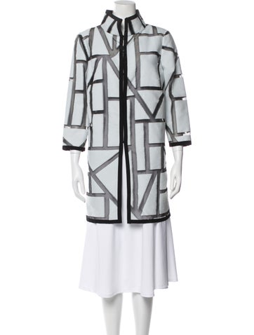 Pre-owned Per Se Printed Trench Coat In Multi