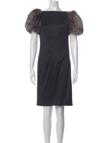 Pre-owned Per Se Wool Knee-length Dress In Gray