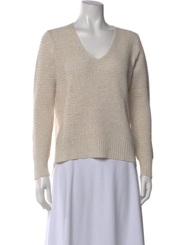 Pre-owned Per Se V-neck Sweater In Neutral