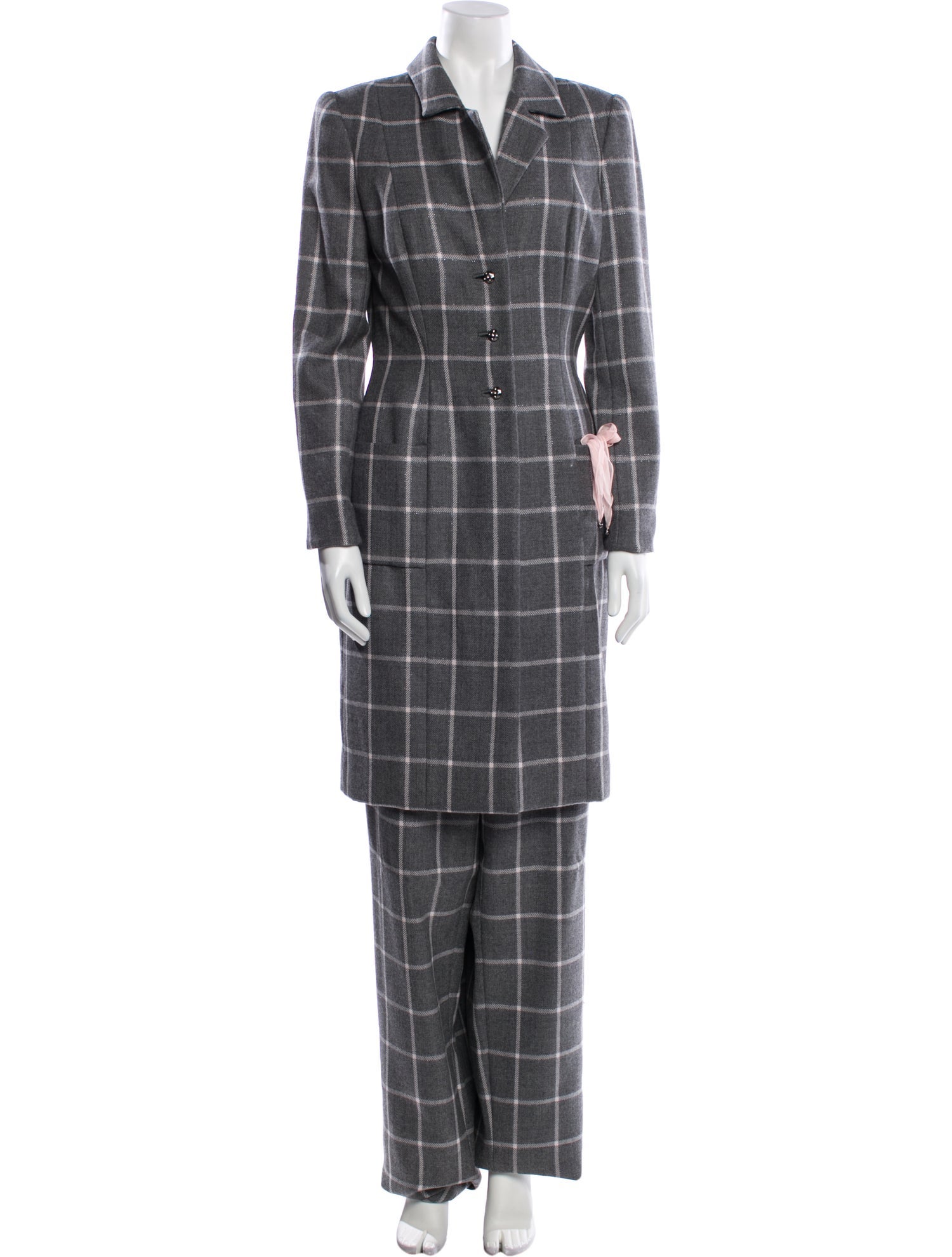 Peggy Jennings Vintage Plaid Print Pantsuit
