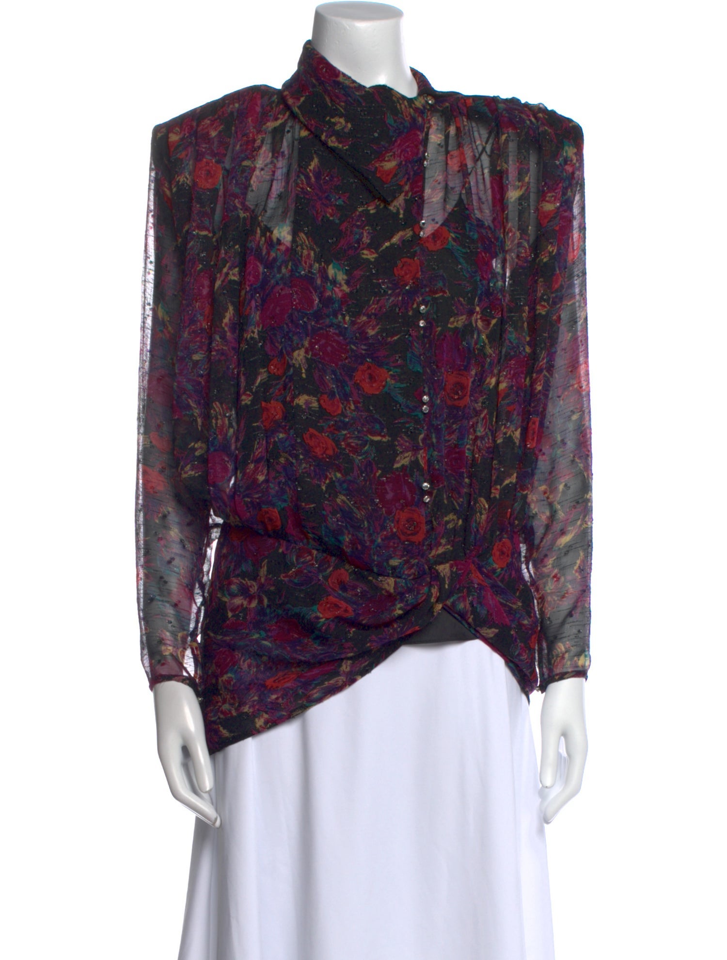 Peggy Jennings Floral Print Cowl Neck Blouse