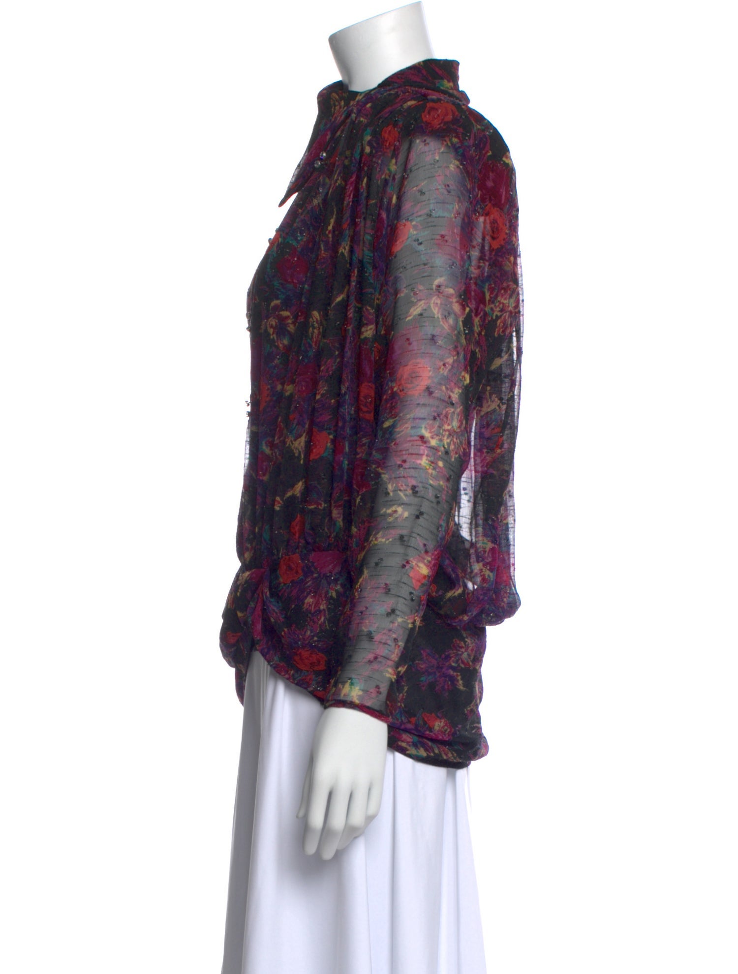 Peggy Jennings Floral Print Cowl Neck Blouse